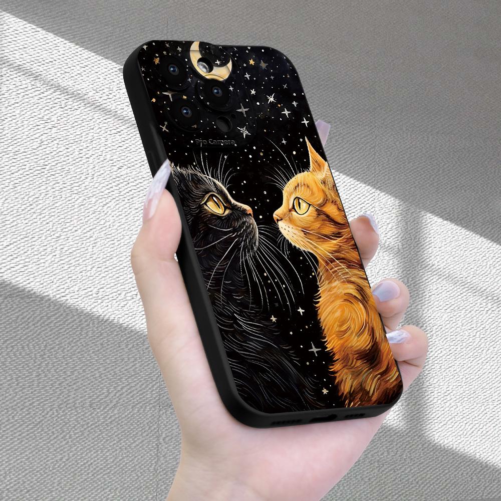 Чехол для телефона с рисунком Лунный Кот, новый дизайн, для iPhone 16 15 14 13 12 11 Pro Max Plus, ударопрочная задняя крышка, защита от отпечатков пальцев