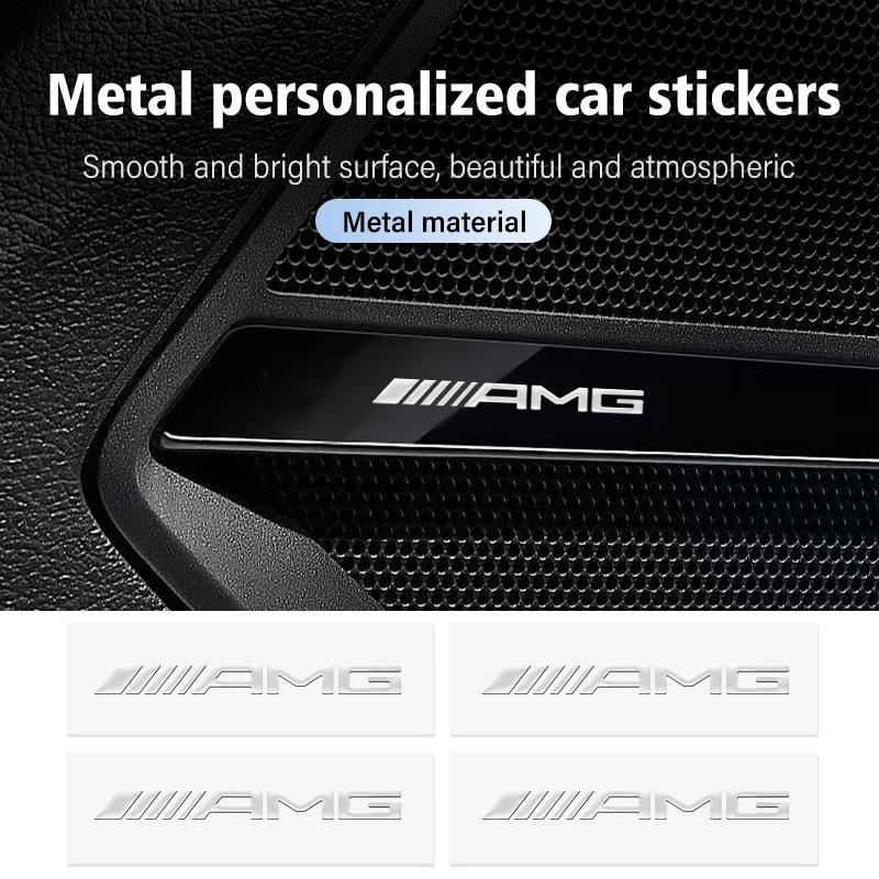 LRQ2 4/8pcs Car 3D Metal Badges Auto Interior Decor Logo Stickers For Mercedes Benz AMG A B C E S G Class W201 W210 W108 W205 W203