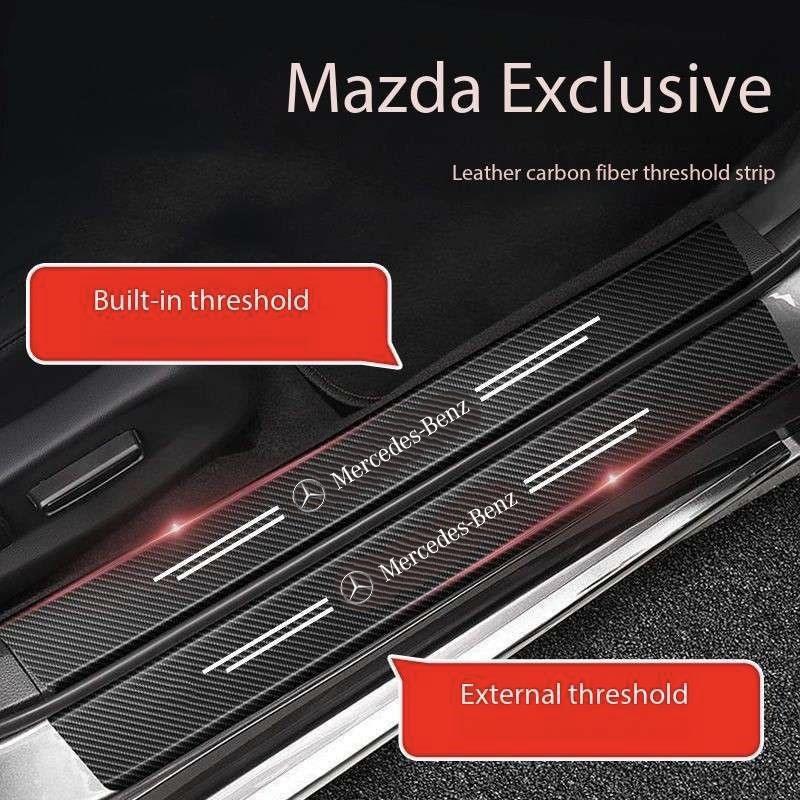 Car Door Sill Scuff Plate Decor Carbon Fiber Stickers For Mercedes Benz A B C E S Class CLA CLS SLK GLA GLC GLB GLK AMG W204 W20