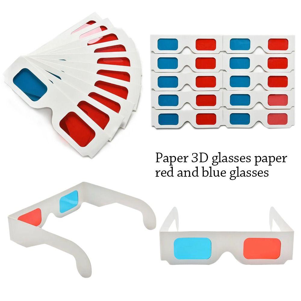 10Pcs Cyan Movie Game Glasses 3D TV Cardboard Paper Glasses Universal 3D Glasses