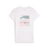 Puma Graphics Mountain Tee Fashion Sports Casual Short Sleeve Regular T-Shirt Women Tops White Pink 687716-02