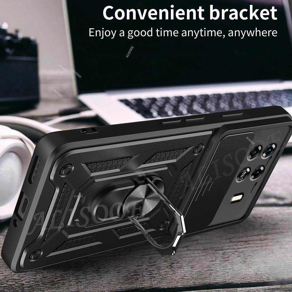 Armor Funda для Tecno Spark 20C 20 Pro Plus 10 10C 4G Case Slide Camera Protection Ring Stand Cover для Tecno Spark 20 Pro+ Capa