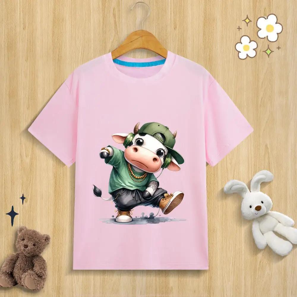 Unisex Kids Pure Modal TShirt I Love HipHop Humorous Animal Print Polyester Fiber Fun Summer Top for Boys And Girls