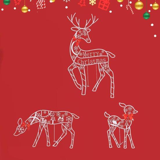 3 шт./компл. Рождественский олень, семейное украшение, устойчивое к погодным условиям, прочное, для использования в помещении, на открытом воздухе, в саду, дворе, патио, газоне, металлический знак в виде силуэта оленя, праздничный