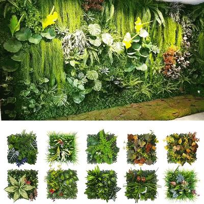 Зеленая искусственная растительность Стена из дерна 25*25 см DIY Искусственный коврик из зеленой травы Панель цветочной стены Пластиковая DIY панель с растениями Домашний декор