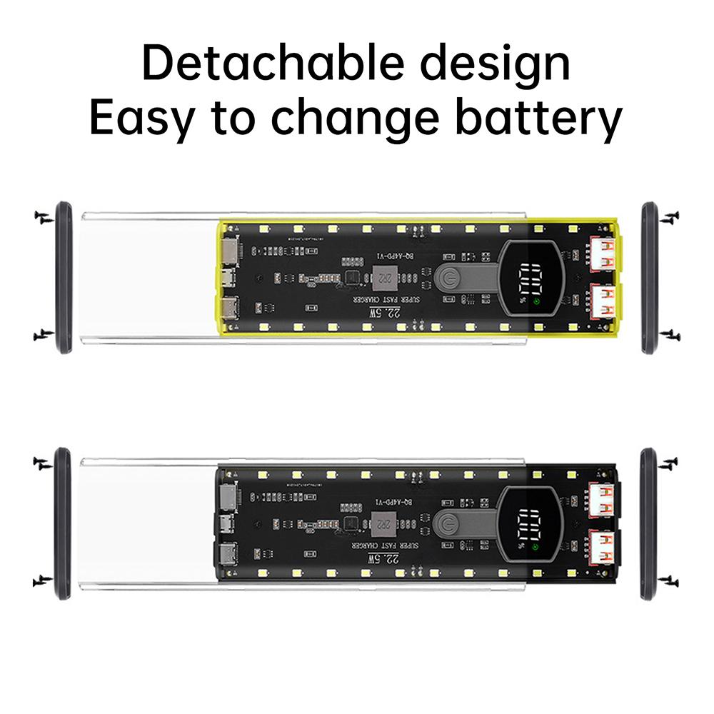 Корпус для DIY Power Bank 4*21700 PD22.5W Прозрачный Быстрая Зарядка Аккумуляторный Бокс Светодиодный Экран Комплект Корпуса для Аккумулятора Со Светом Для Huawei