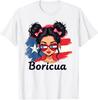 Puerto Rico Hispanic Heritage Messy Bun Puerto Rican Girls T-Shirt
