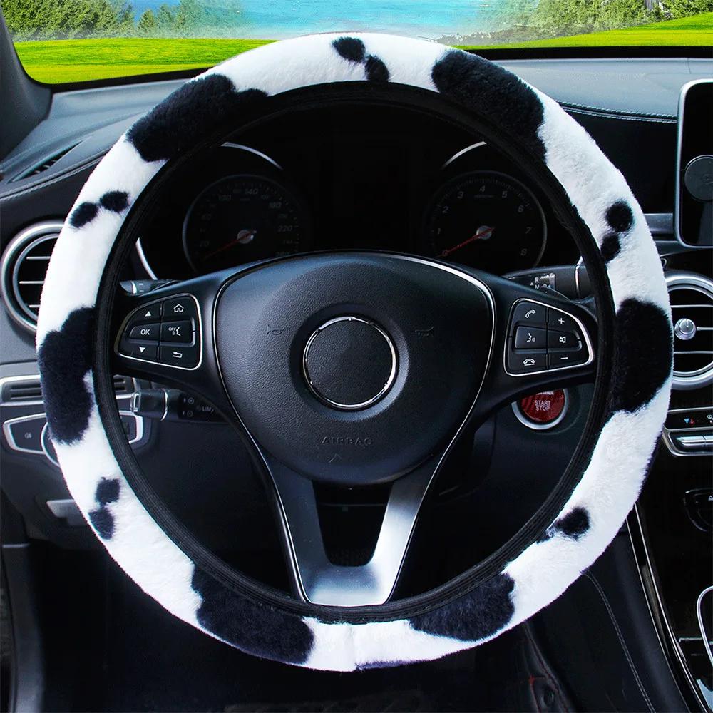 Anti-Slip Car Steering Wheel Cover – Ultra-Soft Winter Cow Plush (Fits 37-38cm Wheels)