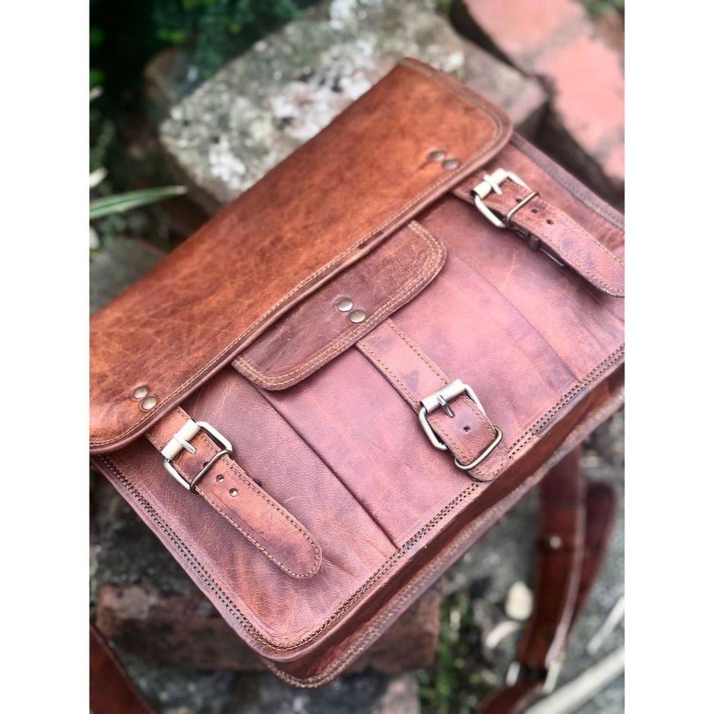 Коричневая кожаная сумка 13 дюймов, классная кожаная сумка-мессенджер унисекс, кожаная сумка через плечо формата А4, кожаная школьная сумка в традиционном стиле