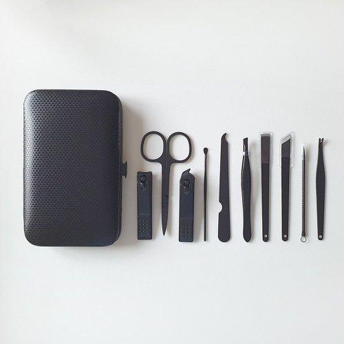 Набор для ухода за ногтями Carbon Black 10 предметов Уход за руками и ногами Подарок Домашние кусачки для ногтей