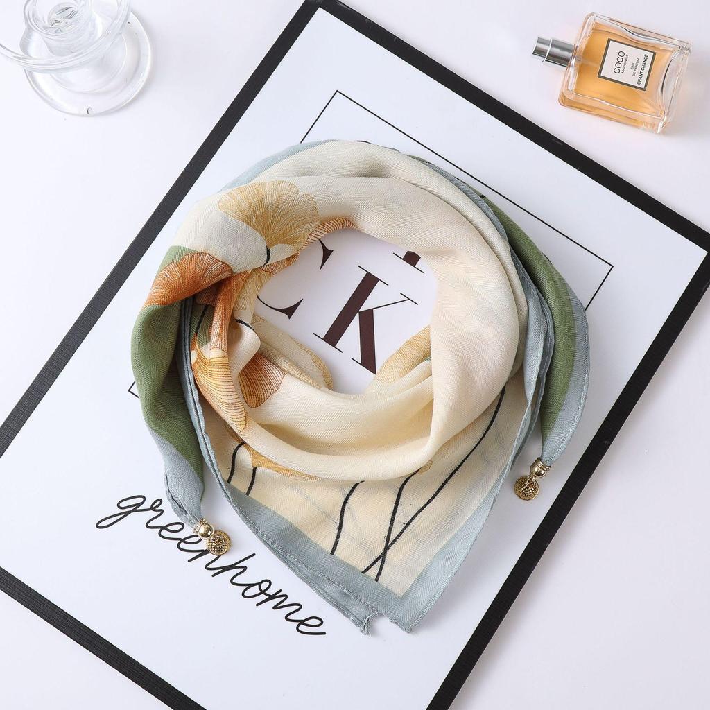 Осенне-зимний шелковый шарф в западном стиле с корейским акцентом в виде магнитного золотого шарика