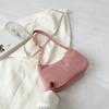 Version Of Literary And Artistic Cloth Bag Women Simple And Casual Velvet Shoulder Bag Solid Color Mini Crossbody Bag Handbag