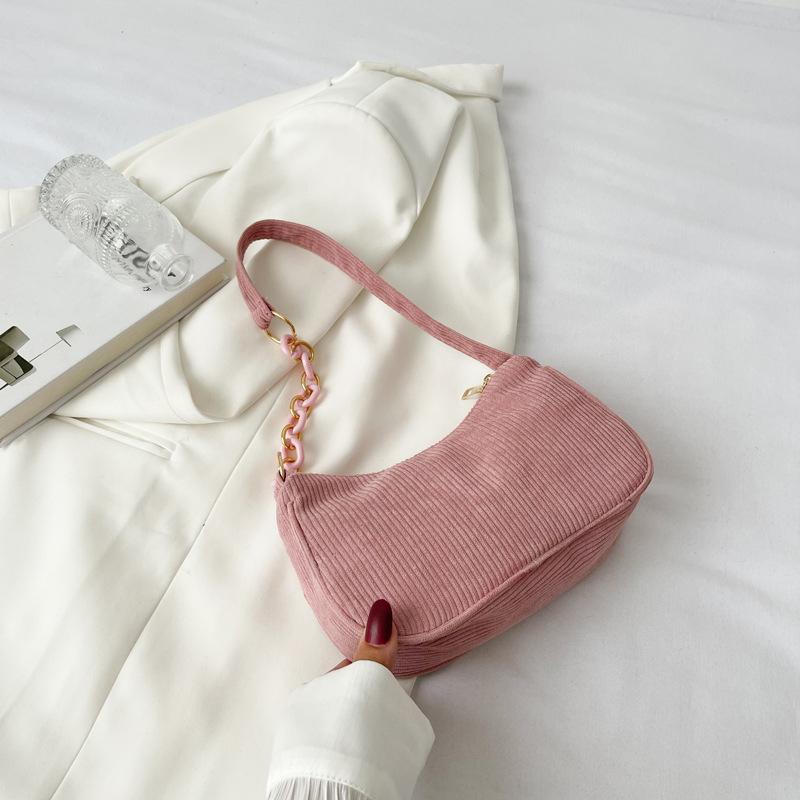 Version Of Literary And Artistic Cloth Bag Women Simple And Casual Velvet Shoulder Bag Solid Color Mini Crossbody Bag Handbag CLE
