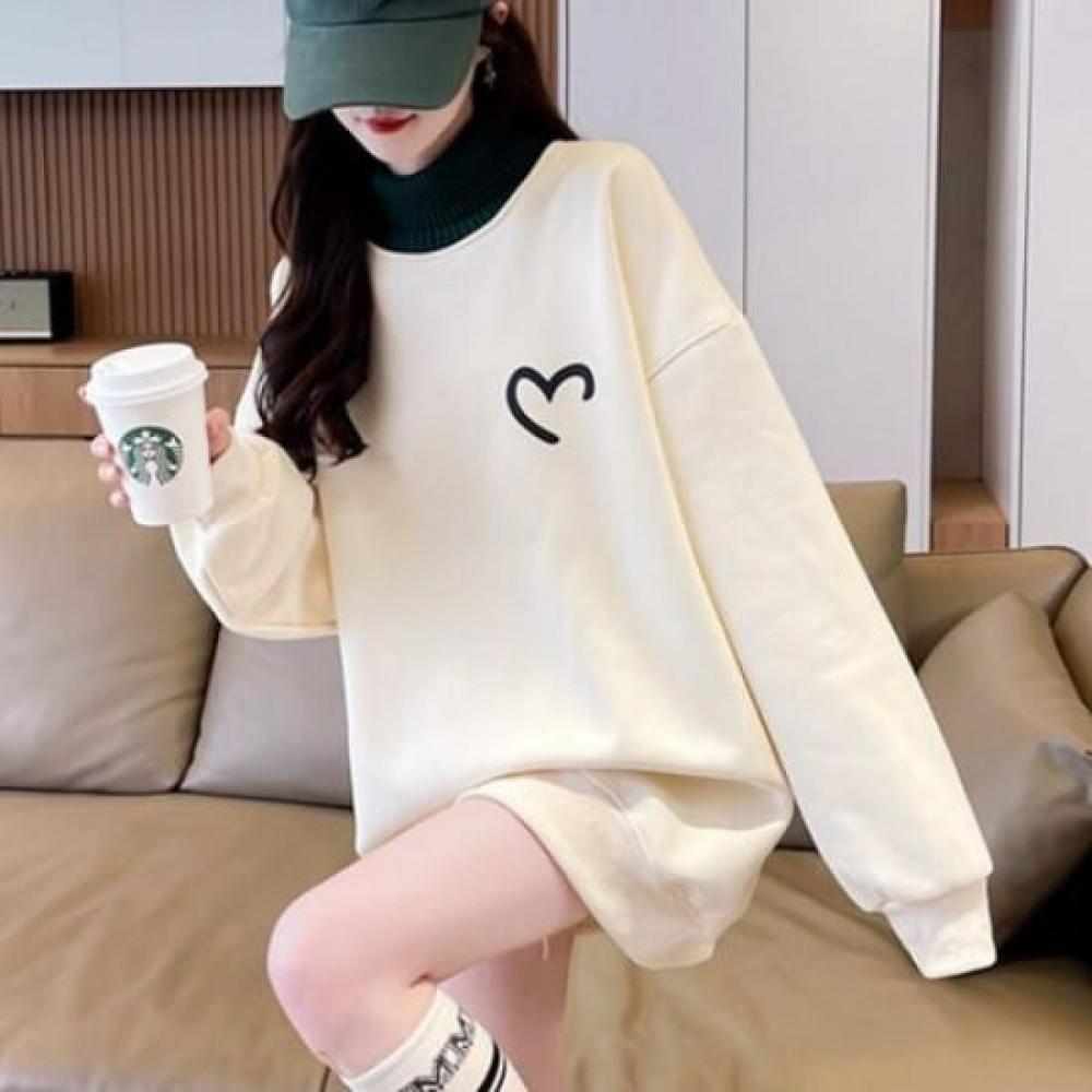 Navava Heart Two In One Turtleneck Long Sleeve Sweatshirt Nt2133