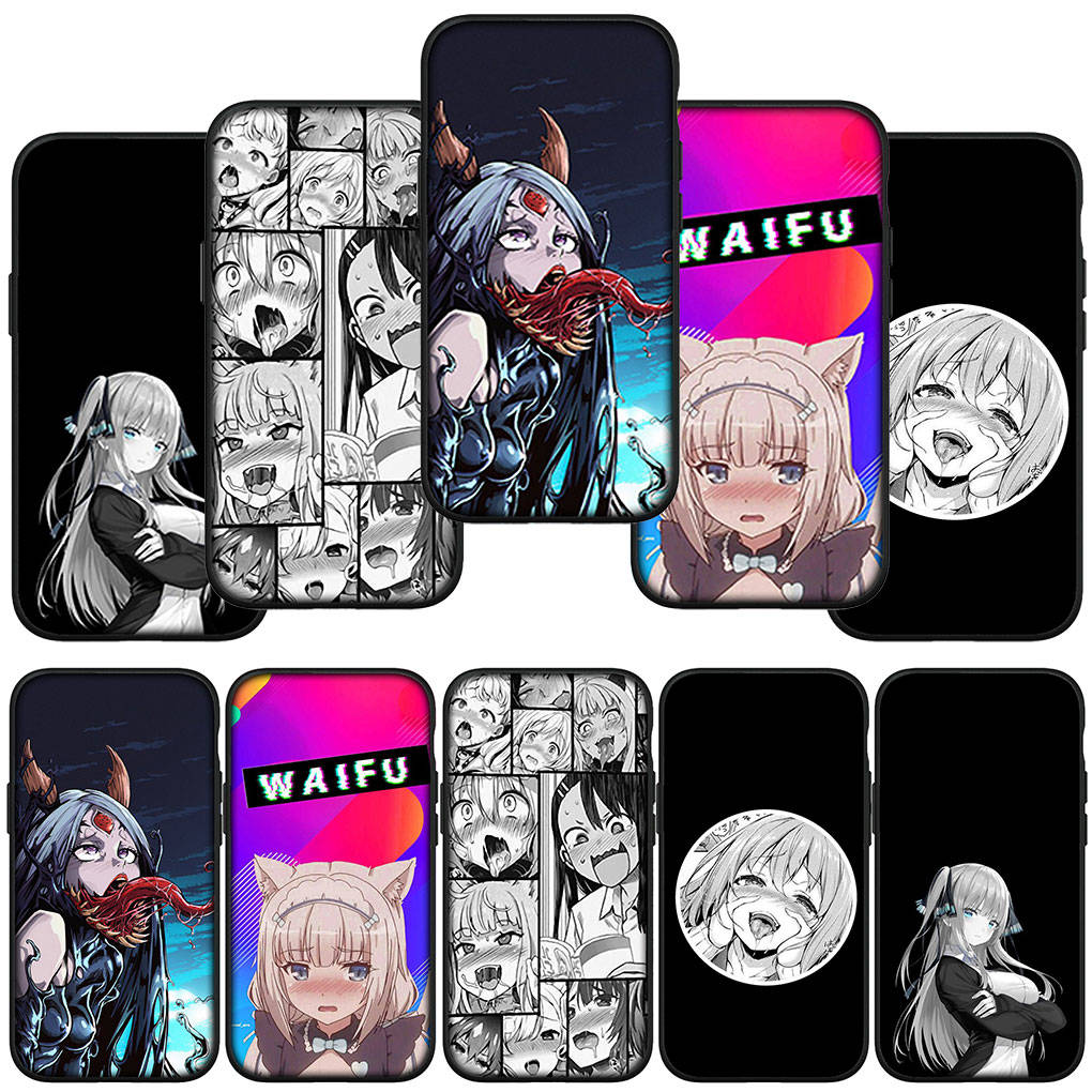 Чехол для Samsung Galaxy S25 S24 S23 iPhone 16 15 Xiaomi Redmi Note 14 13 12 16E 11 Pro OPPO Moto Huawei Ahegao Hentai Manga Harajuku Anime Girl Cover