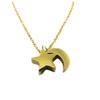 [P8338] - Handmade Steel Necklace 'Au Clair De Lune' Gold - Star 8 Mm - Moon 9x5 Mm