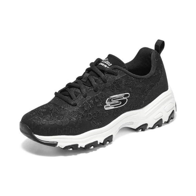 Skechers D'Lites 1.0 Fabric Classic And Versatile Low top Chunky Sneakers Women's Black 896196-BLK
