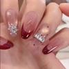 ins French cat's eye zircon pure hand-worn nail temperament advanced sense whitening finished nail art patch fake nail