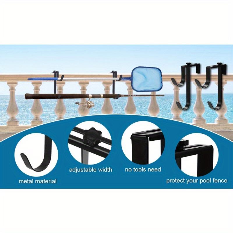2 шт., регулируемый алюминиевый держатель для столба бассейна, крючки для ограждения столбов бассейна, 2 шт. крюк для столба бассейна, прочные крючки для ограждения шланга бассейна
