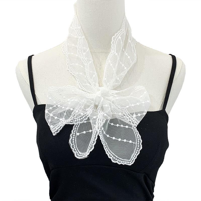 Silk Scarf, Long Strip, High-end Lace Waist Chain, Multi-purpose Silk Scarf, Hair Accessories, Mesh Embroidery, Streamer Belt, Headscarf, Headband.