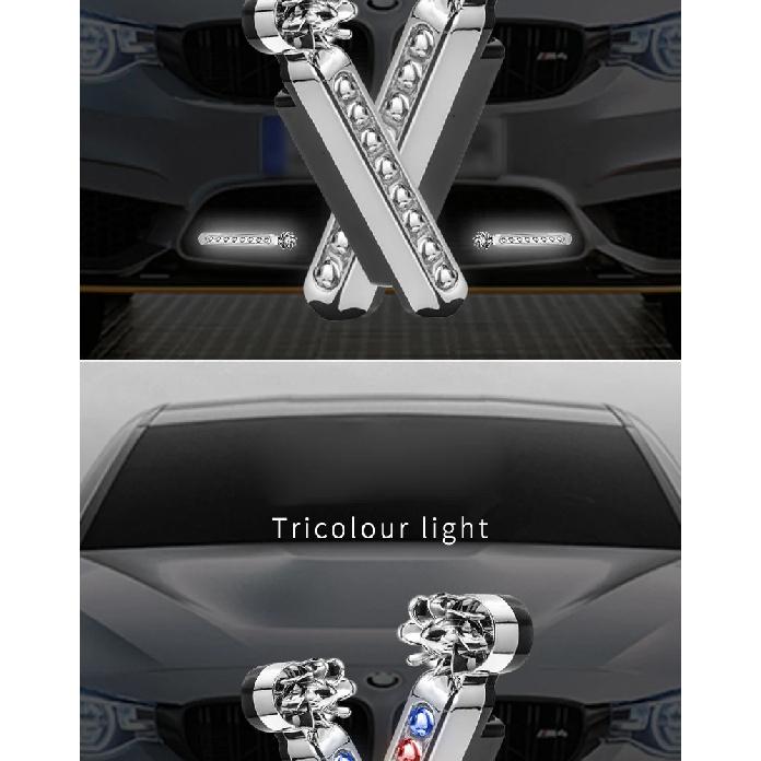 Wind powered daytime running lights, car grille warning flashing lights, car mounted LED wiring free decorative lights