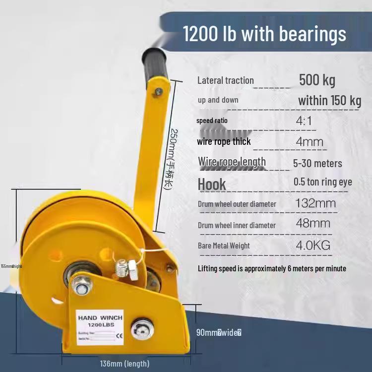Ручная лебедка с двусторонним самоблокирующимся механизмом: Компактная ручная лебедка и переносной кран