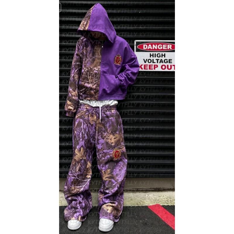 Свободный комплект худи и брюк в стиле Y2K Streetwear с контрастным камуфляжным принтом для подростков