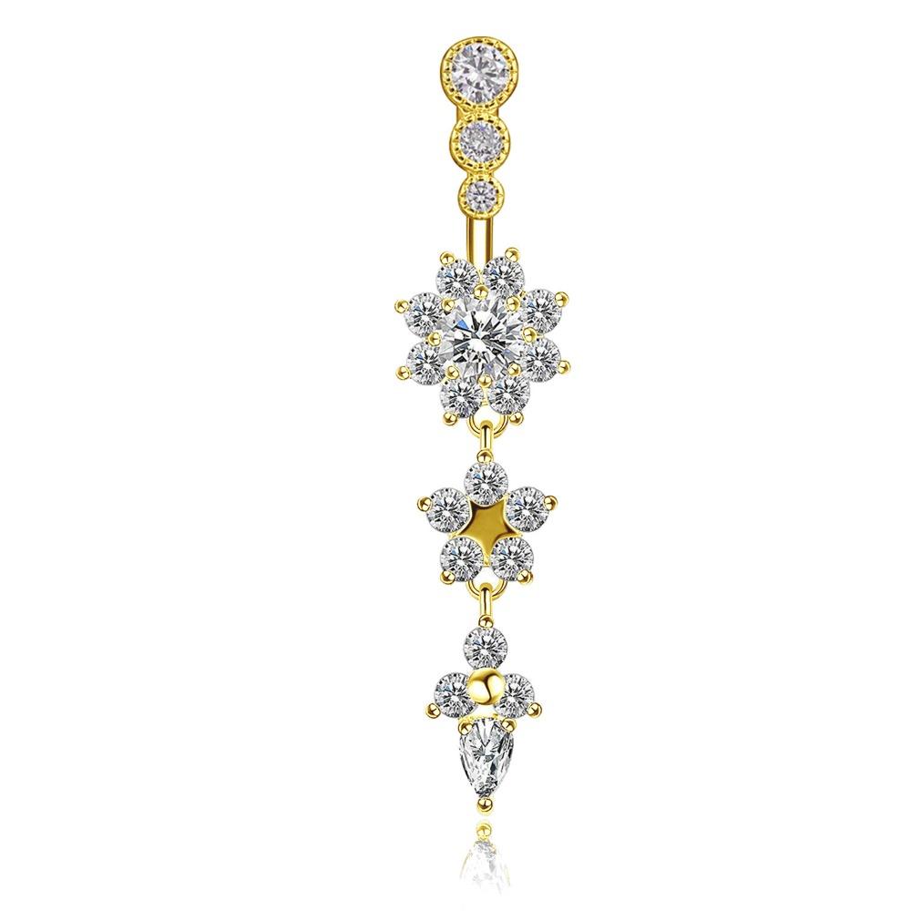 Copper Zircon Belly Button Ring Long Dangled Body Jewelry Sexy Stainless Steel Navel Piercing  Men