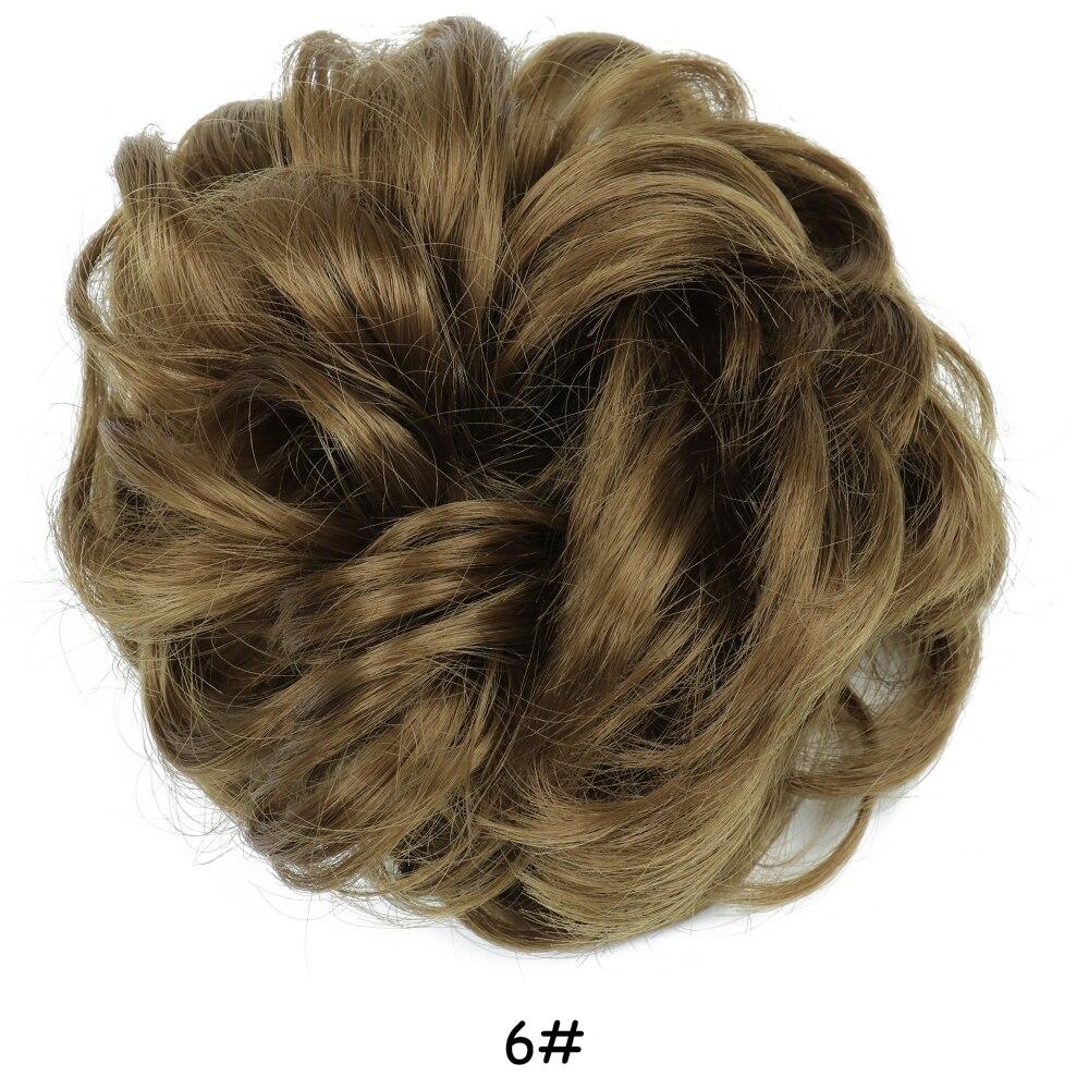 MISS WIG Women Messy Chignon Donut Hair Bun Fake Hair Elastic Chignon Synthetic Fiber Hairpiece Gray Black Brown Color