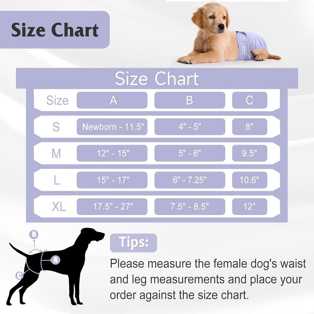 4 Pack Reble Female Dog Diaper, Highly Absorbent Doggie Diapers for Female Dogs, Dog Diaper Small, Yellow