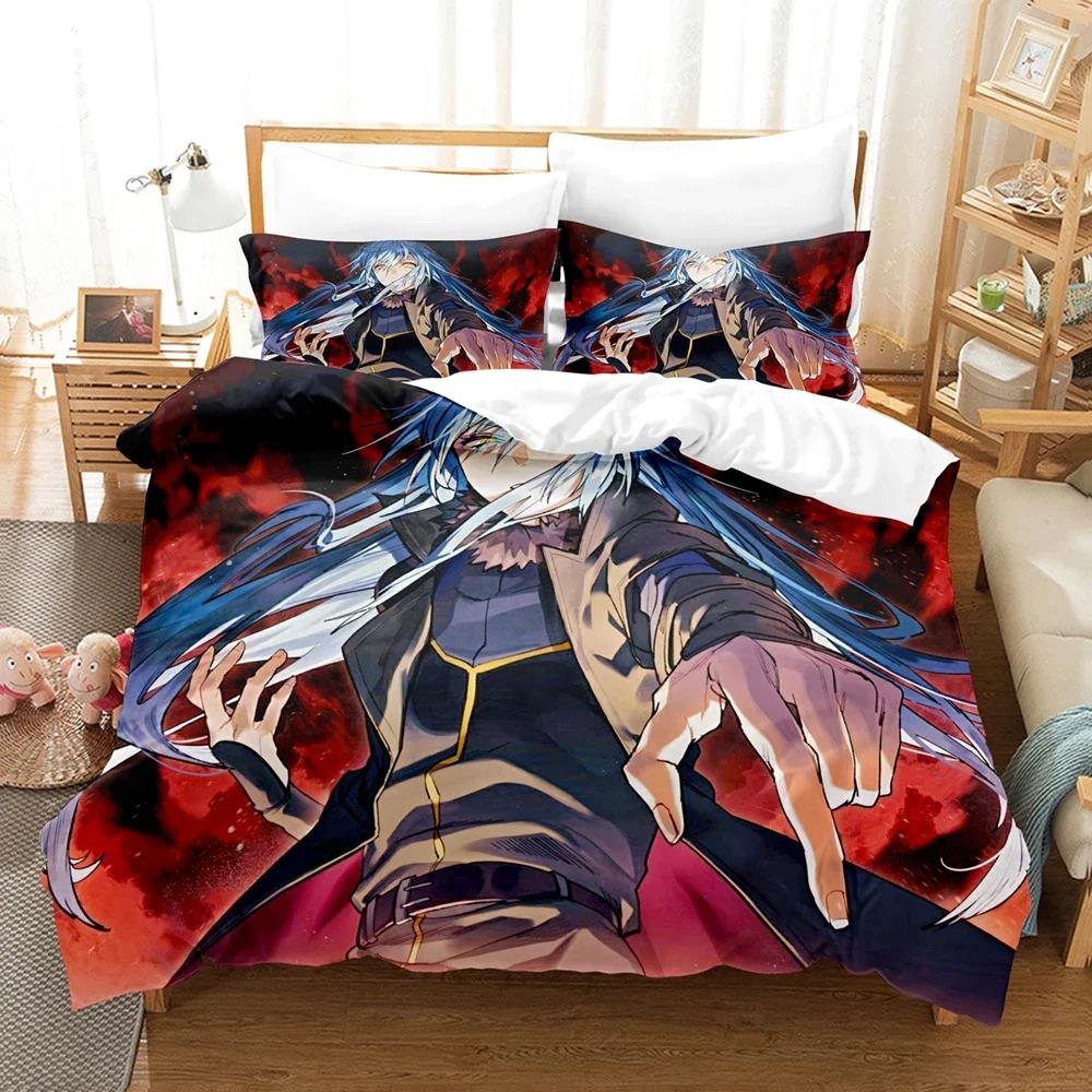 Комплект постельного белья с аниме «Когда я переродился в слизь» Rimuru Kids Gift Duvet Cover Pillowcases Queen King Single Size