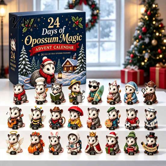 Holiday Countdown Gift Box 2026 Christmas Advent Calendar, 24-Day Acrylic 2D Ornament Set with Tree Pendant Animal Figures, Hanging Decor, for