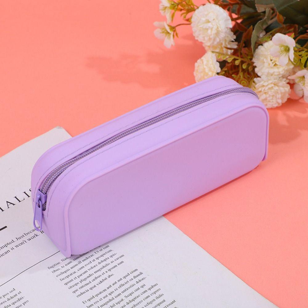 Large Capacity Pen Bag Silicone Stationery Bag Creative Pencil Case Student