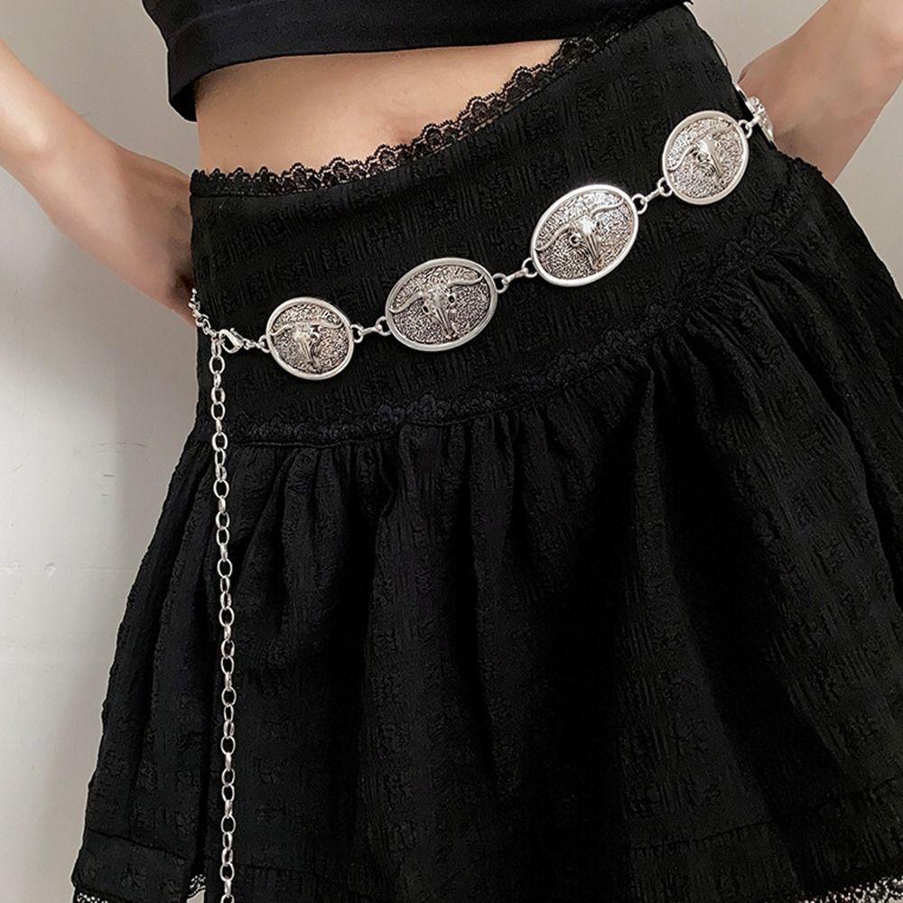Flower Metal Waist Chain Vintage Ethnic Style Belt Trendy Bohemian Style Waistband Women