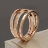 Trendy 18K Rose Gold Titanium Steel Diamond Knuckle Ring – Fashionable Couple's Three-in-One Design
