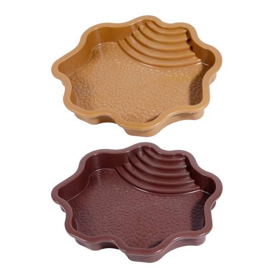 Reptile Bathing Pool Large Tortoise Feeding Dish Water Bowl with Ramp Aquarium Ornament for Lizard Gecko Snake Turtle Bearded Dragon