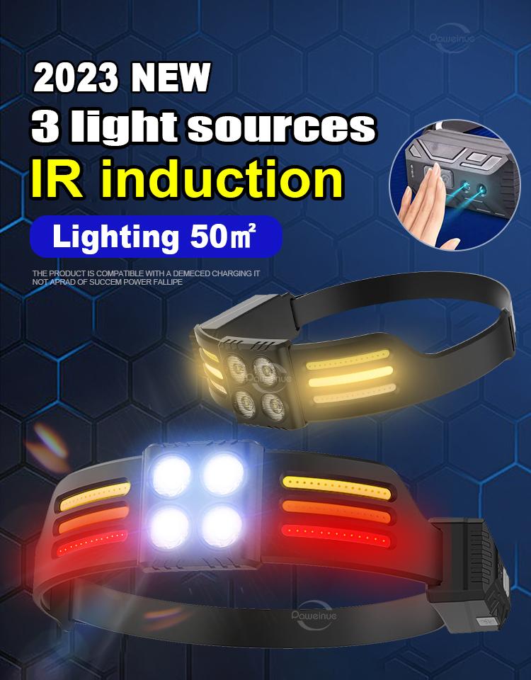 1шт 8000LM индукционный налобный фонарь COB светодиодный датчик налобный фонарь со встроенным аккумулятором USB перезаряжаемый налобный фонарь