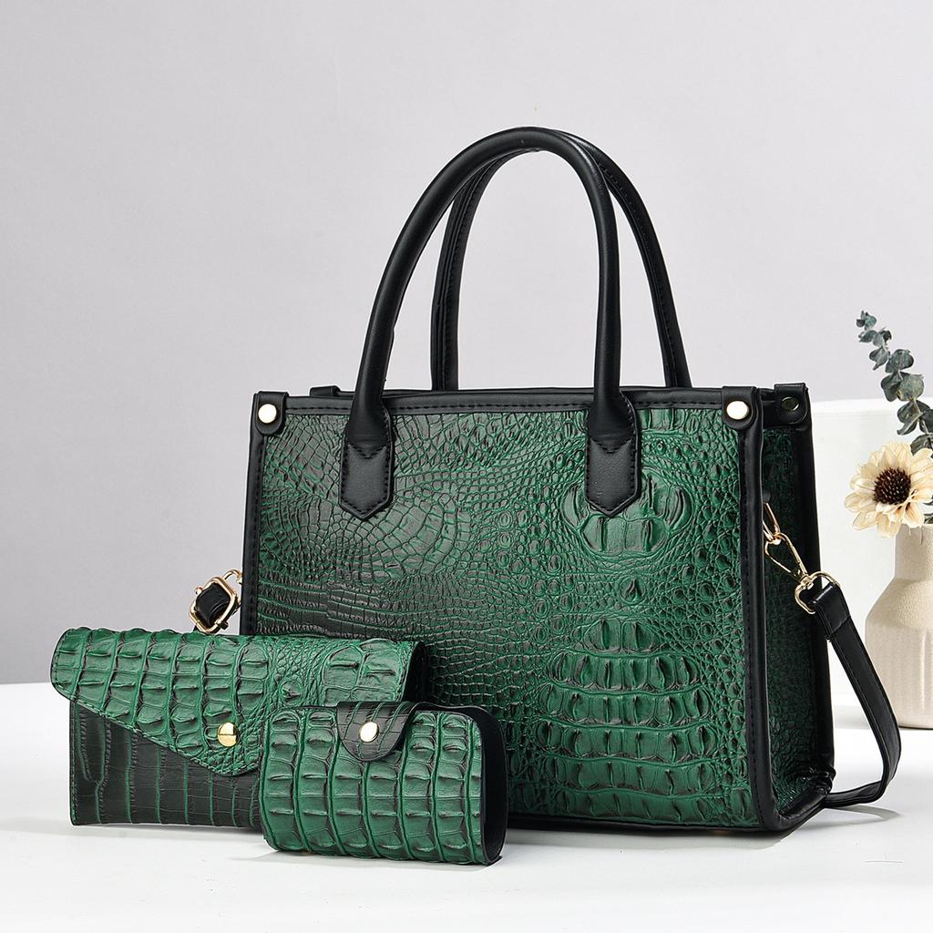Новая высококачественная сумка для мамы с крокодиловым узором, комплект из трех предметов, модная и стильная сумка большой вместимости, универсальная, через плечо