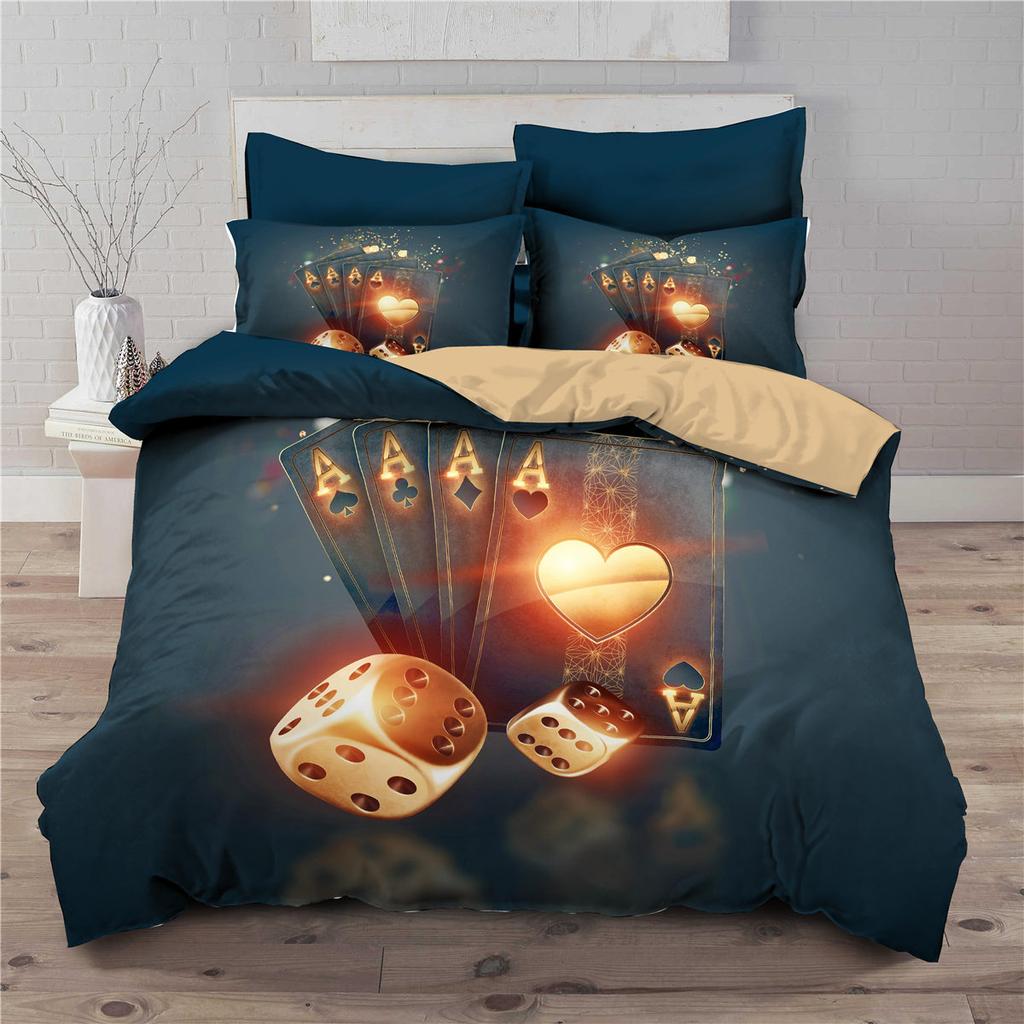 Rose Skull Halloween Bedclothes, King Size Bed Cover Set, 3D Print, Playing Card, Western Europe, High Quality Bedding Set