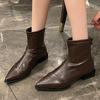 Fashion 2025 Autumn Women Ankle Boots Fashion Pointed Toe Ladies Short Boot Square Low Heel Casual Winter Women's Footwear Shoes