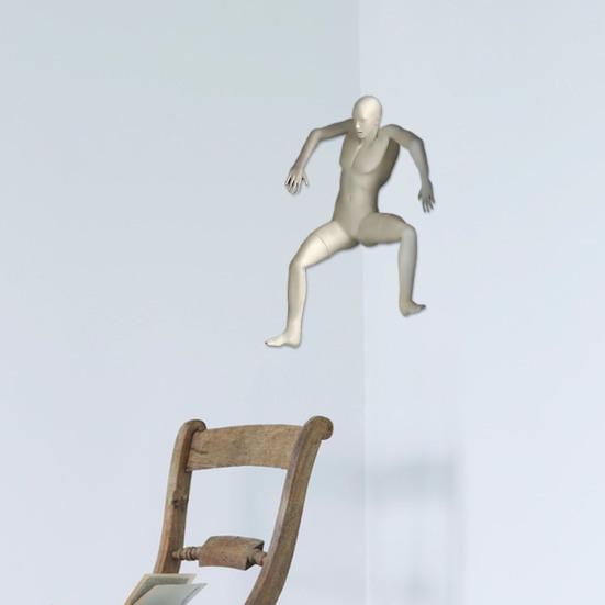 Испуганный человек Украшение угла стены Домашний офис Гостиная Поднимающийся испуганный человек