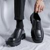 British Large Size Leather Shoes 45 Men'S Korean Version Black Trendy Shoes 46 Thick-Soled Low-Top Muffin Business Leather Shoes 15961-B