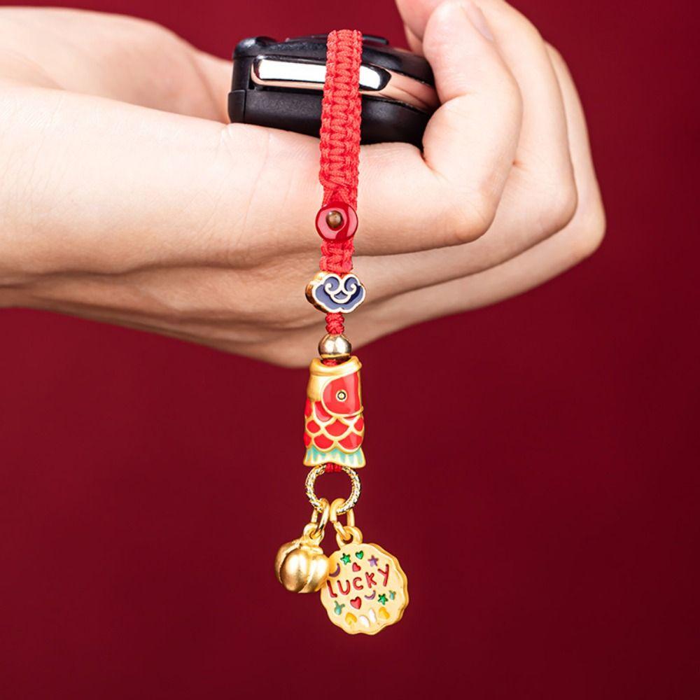 Enamel Lucky Keychain Gourd Key Chain Strap Personality Koi Carp Car Keys Charms  Decoration
