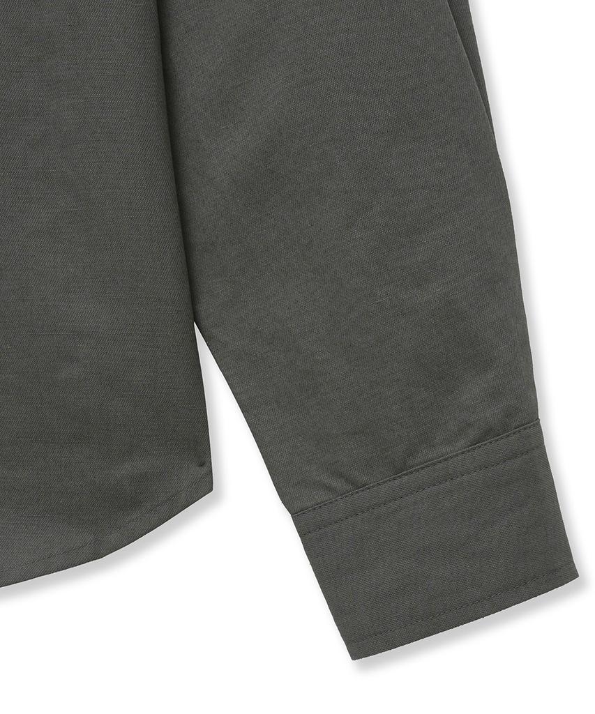 NOIRER Linen Cotton Loose Fit Work Shirt (Grayish Khaki)