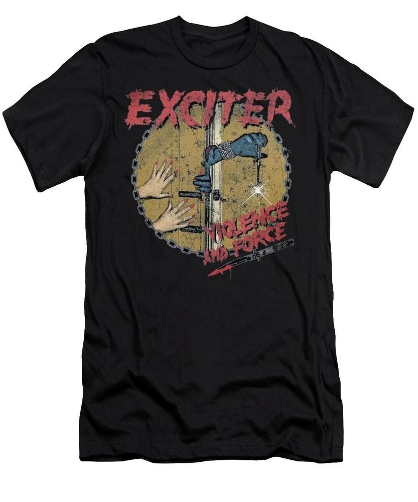 Хлопковая черная футболка унисекс с принтом группы Exciter Band Rock, полный размер S-5XL DA257