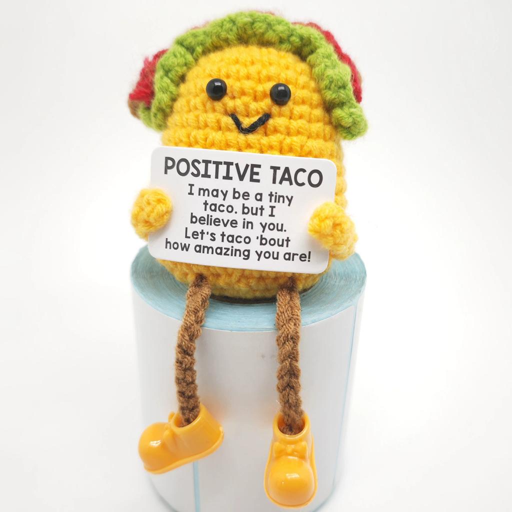 Mini Positive Potato Funny Avocado Duck Cute Knitted Crochet Doll with Card for Women Men Mom Dad Friend Birthday Cheer Up Gifts