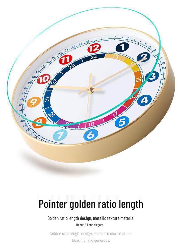 Детские образовательные мультяшные настенные часы для изучения времени - Бесшумные часы для детской спальни и школы