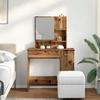 VidaXL Dressing Table with Mirror Old Wood 86.5x35x136 Cm, Makeup Table, Cosmetic Table, Dressing Table with Drawer, Table 857009