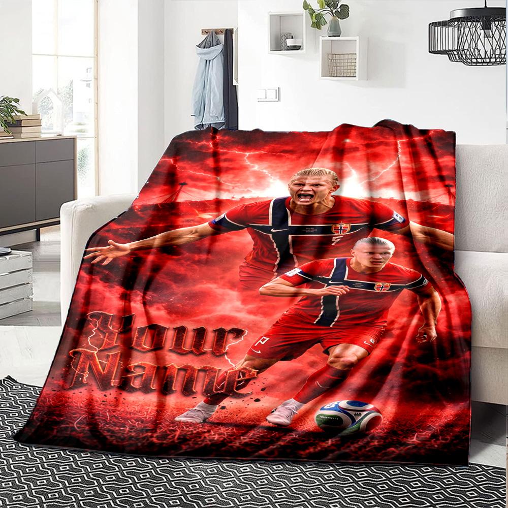 Haaland (135) Personalized Text Blanket Multi-purpose Personalized Blanket Durable Comfort Perfect for Picnics Seaside Office Chair Bed