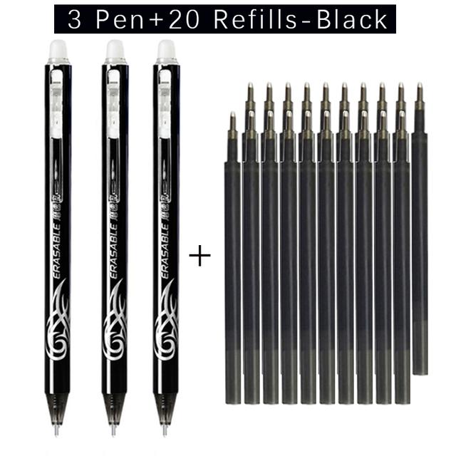 23pcs Large Capacity Erasable Gel Pen Set With 0.5mm Pen Refill Magic Replaceable Rods Washable Handle School Office Stationery